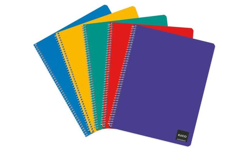 ELCO Notizbuch 10 x 16.5 cm, Kariert, Blau/Gelb/Grün/Rot/Violett