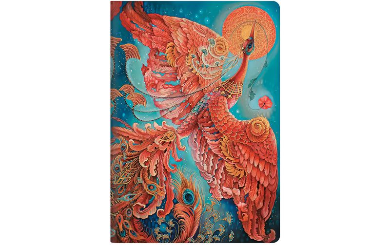 Paperblanks Notizheft Glücksvögel A4, liniert, Blau / Rot