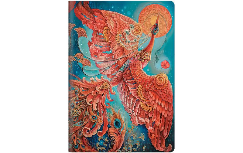 Paperblanks Notizheft Glücksvögel A5, liniert, Blau / Rot
