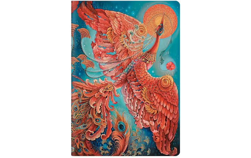 Paperblanks Notizheft Glücksvögel A6, liniert, Blau / Rot